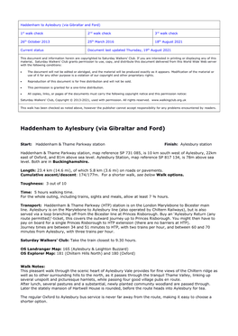 Haddenham to Aylesbury (Via Gibraltar and Ford)