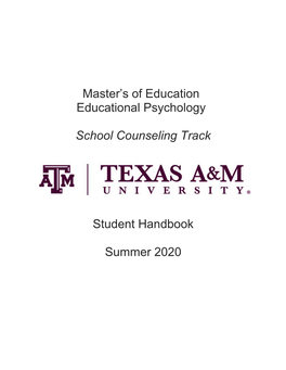 Master's of Education Educational Psychology School Counseling