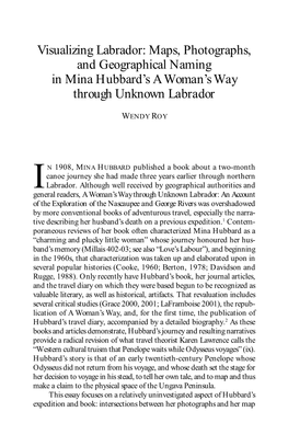 Maps, Photographs, and Geographical Naming in Mina Hubbard’S a Woman’S Way Through Unknown Labrador