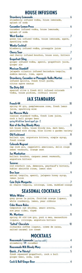 S House Infusions Jax Standards Seasonal