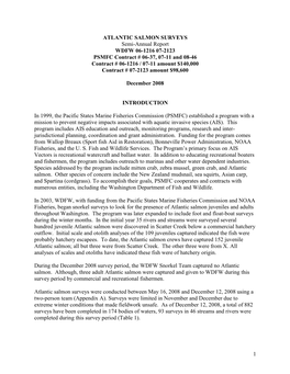 WDFW's 2003-2008 Atlantic Salmon Surveys