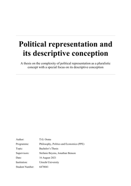 Political Representation and Its Descriptive Conception