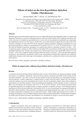 Effects of Nickel on the Fern Regnellidium Diphyllum Lindm