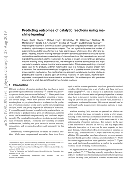 Predicting Outcomes of Catalytic Reactions Using Machine Learning