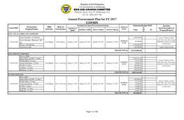 Annual Procurement Plan for FY 2017