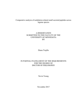 Comparative Analysis of Nodulation-Related Small Secreted Peptides Across Legume Species