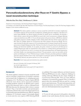 Pancreaticoduodenectomy After Roux-En-Y Gastric Bypass: a Novel Reconstruction Technique