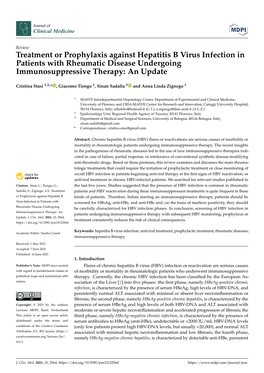 Treatment Or Prophylaxis Against Hepatitis B Virus Infection in Patients with Rheumatic Disease Undergoing Immunosuppressive Therapy: an Update