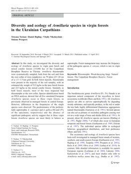 Diversity and Ecology of Armillaria Species in Virgin Forests in the Ukrainian Carpathians