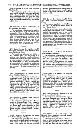 958 Supplement to the London Gazette, 22 January, 1916