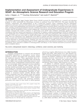 Implementation and Assessment of Undergraduate Experiences in SOAP: an Atmospheric Science Research and Education Program Larry J