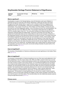 Smythesdale Heritage Precinct Statement of Significance