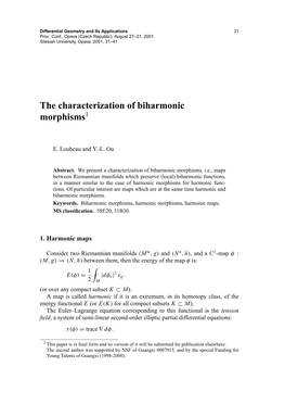 The Characterization of Biharmonic Morphisms1