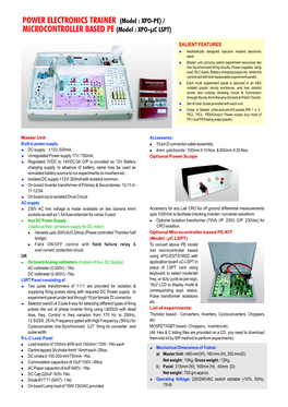 POWER ELECTRONICS TRAINER (Model : XPO-PE) / MICROCONTROLLER BASED PE (Model : XPO-Μc LSPT)