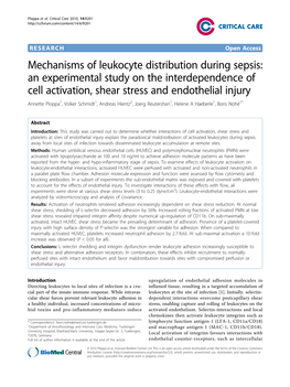 Mechanisms of Leukocyte Distribution During Sepsis