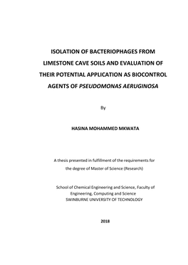 Isolation of Bacteriophages Obtained from Limestones Cave Soils And