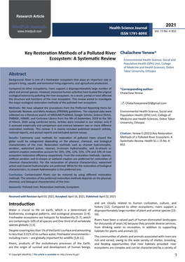 Key Restoration Methods of a Polluted River Ecosystem