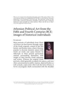Athenian Political Art from the Fifth and Fourth