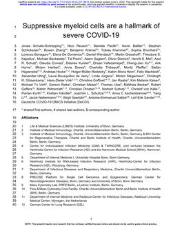 Suppressive Myeloid Cells Are a Hallmark of Severe COVID-19