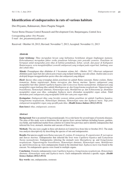 Identification of Endoparasites in Rats of Various Habitats