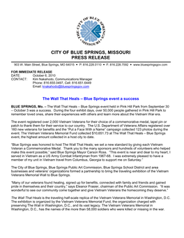 City of Blue Springs, Missouri Press Release