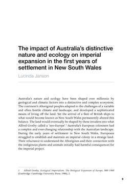 The Impact of Australia's Distinctive Nature and Ecology on Imperial