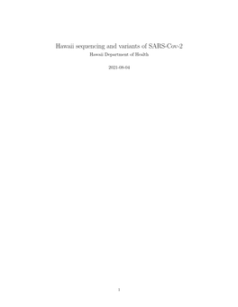 Hawaii Sequencing and Variants of SARS-Cov-2 Hawaii Department of Health