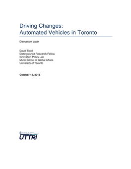Driving Changes: Automated Vehicles in Toronto