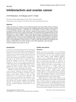 Inhibin/Activin and Ovarian Cancer