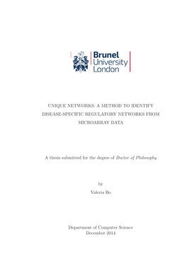 Unique Networks: a Method to Identify Disease-Specific Regulatory Networks from Microarray Data