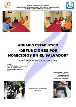 Anuario Estadístico “Defunciones Por Homicidios En El Salvador”