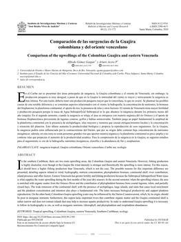 Comparación De Las Surgencias De La Guajira Colombiana Y Del Oriente Venezolano