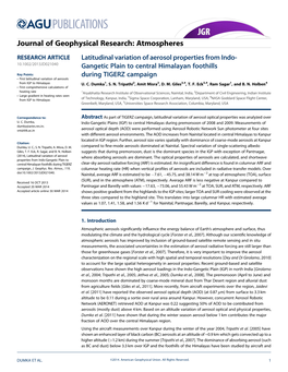 2014), Latitudinal Variation of Aerosol Where Absorbing Aerosols Are Dominant