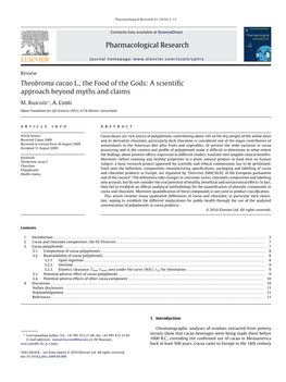 Pharmacological Research Theobroma Cacao L., the Food Of