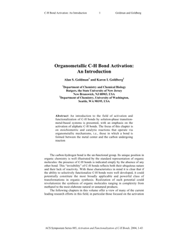 Organometallic CH Bond Activation