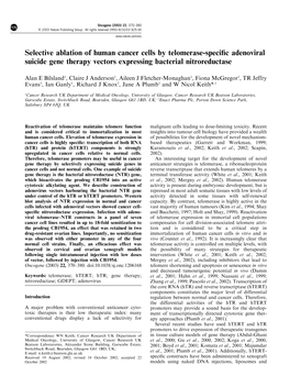 Selective Ablation of Human Cancer Cells by Telomerase-Specific