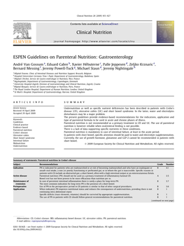 ESPEN Guidelines on Parenteral Nutrition: Gastroenterology