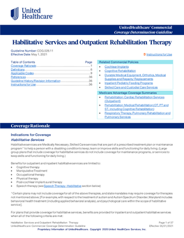 Habilitative Services and Outpatient Rehabilitation Therapy