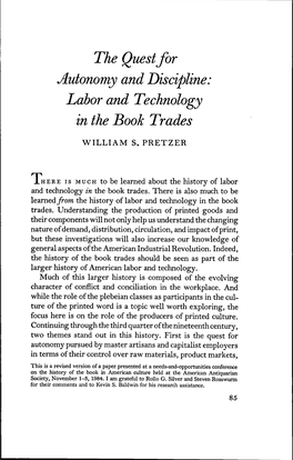 Lahor and Technology in the Book Trades