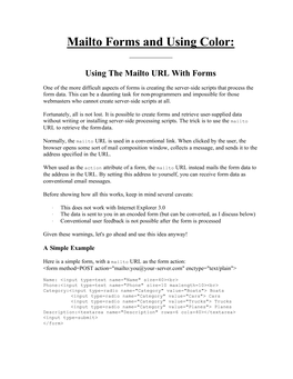 Mailto Forms and Using Color