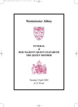 The Order of Service for the Funeral of Queen