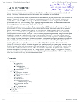 Mpwmd Water Demand Committee Meeting--April 15, 2014--Document Submitted Under Item 2--Types of Restaurant