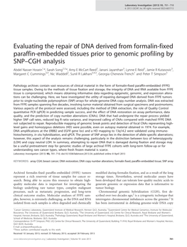 Evaluating the Repair of DNA Derived from Formalin-Fixed Paraffin