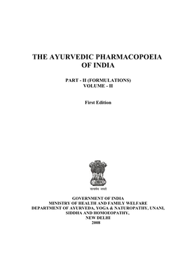 The Ayurvedic Pharmacopoeia of India