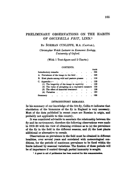 Preliminary Observations on the Habits of Oscinella Frit