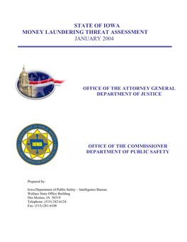 State of Iowa Money Laundering Threat Assessment January 2004