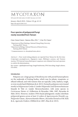 Four Species of Polyporoid Fungi Newly Recorded from Taiwan