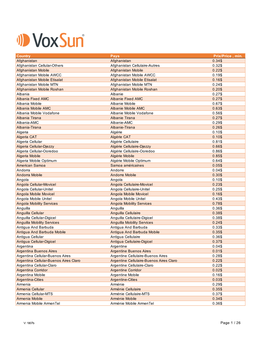 Page 1 / 26 Country Pays Prix/Price , Min. Afghanistan Afghanistan 0.34