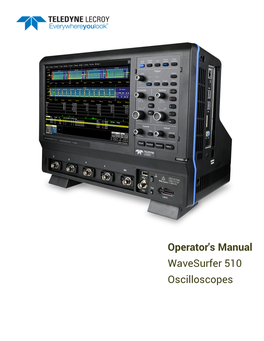 Wavesurfer 510 Oscilloscopes Operator's Manual
