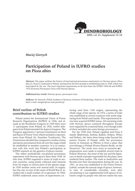 Participation of Poland in IUFRO Studies on Picea Abies